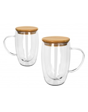 Kubek szklan z podwójnymi ściankami i przykrywką 703-4729