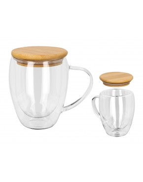 Kubek szklan z podwójnymi ściankami i przykrywką 703-4730