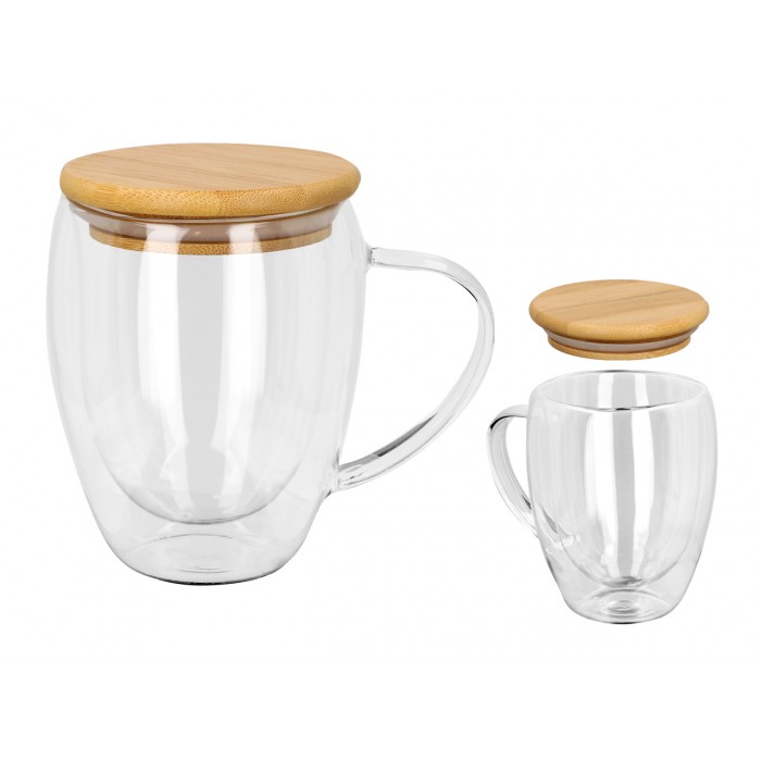 Kubek szklan z podwójnymi ściankami i przykrywką 703-4730
