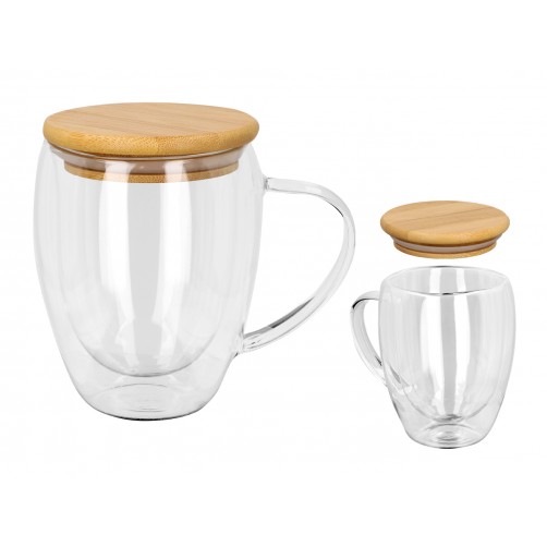 Kubek szklan z podwójnymi ściankami i przykrywką 703-4730