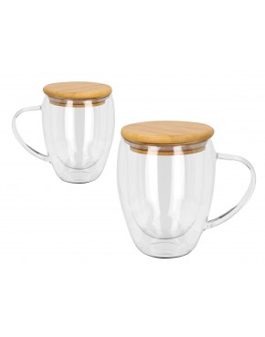 Kubek szklan z podwójnymi ściankami i przykrywką 703-4730