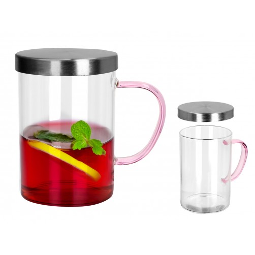 Kubek szklan z podwójnymi ściankami i przykrywką 703-4731