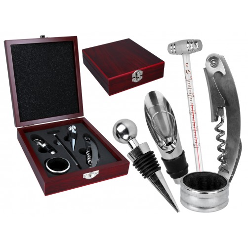 Kpl. do otwierania wina w drewnianym pudełku (5 elementy) 125-0092