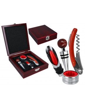 Kpl. do otwierania wina w drewnianym pudełku (4 elementy) 125-0091