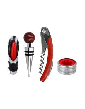 Kpl. do otwierania wina w drewnianym pudełku (4 elementy) 125-0091