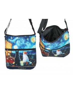 Torebka z suwakiem i paskiem na ramię - inspirowana malarstwem V. van Gogh (CARMANI) 021-0207