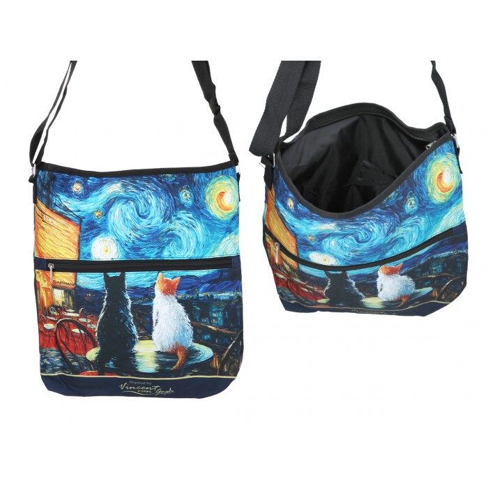 Torebka z suwakiem i paskiem na ramię - inspirowana malarstwem V. van Gogh (CARMANI) 021-0207