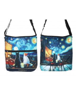 Torebka z suwakiem i paskiem na ramię - inspirowana malarstwem V. van Gogh (CARMANI) 021-0207