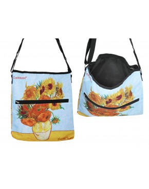 Torebka z suwakiem i paskiem na ramię - V. van Gogh, Słoneczniki (CARMANI) 021-0206