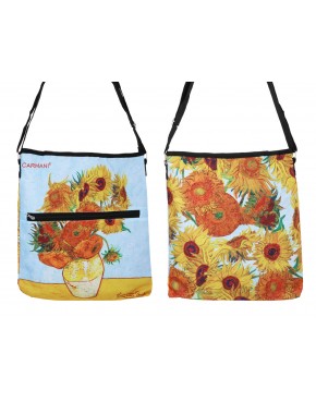 Torebka z suwakiem i paskiem na ramię - V. van Gogh, Słoneczniki (CARMANI) 021-0206