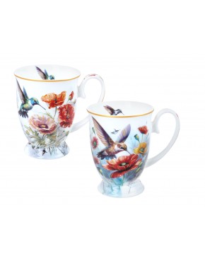 Kpl. 2 kubków w sercu - L. Lozano, Kwiaty i kolibry (CARMANI) 840-0208