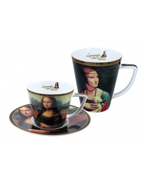 Kpl. filiżanka i kubek - L. da Vinci, Mona Lisa, Dama z łasiczką (CARMANI) 032-3401