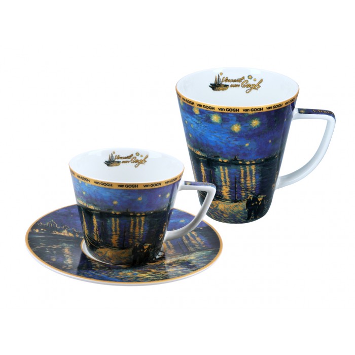 Kpl. filiżanka i kubek - V. van Gogh, Gwiaździsta Noc nad Rodanem (CARMANI) 830-3405