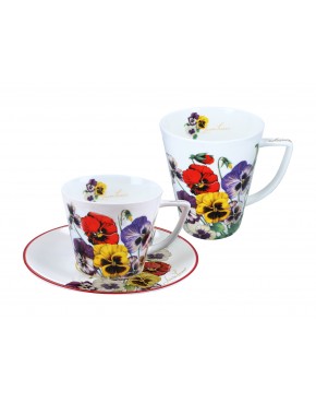 Kpl. filiżanka i kubek - Bratki kolorowe (CARMANI) 840-3405