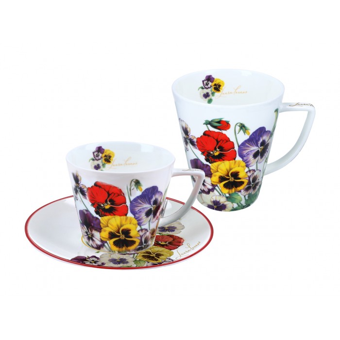 Kpl. filiżanka i kubek - Bratki kolorowe (CARMANI) 840-3405