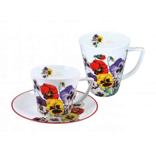 Kpl. filiżanka i kubek - Bratki kolorowe (CARMANI) 840-3405