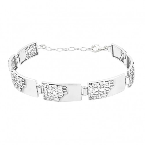 Srebrna bransoletka próby 925 z dekoracyjną siateczką