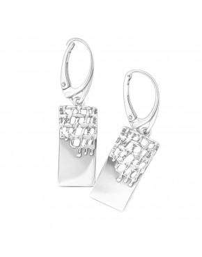 Srebrne kolczyki próby 925 z dekoracyjną siateczką