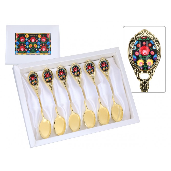 Kpl. 6 łyżeczek - Kujawskie, czarne (CARMANI) 103-8061