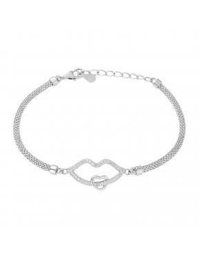 Bransoletka srebrna z ustami i sercem 925