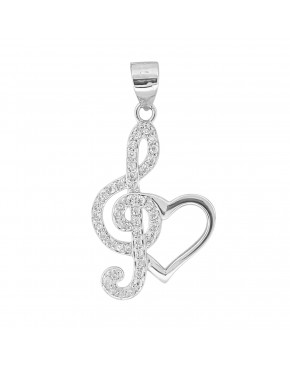 Wisiorek srebrny nutka z sercem 925