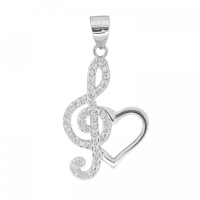 Wisiorek srebrny nutka z sercem 925