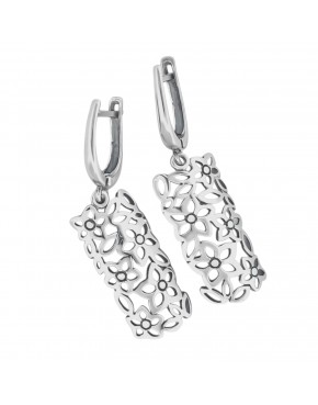 Kolczyki srebrne z kwiatkami zapięcie angielskie