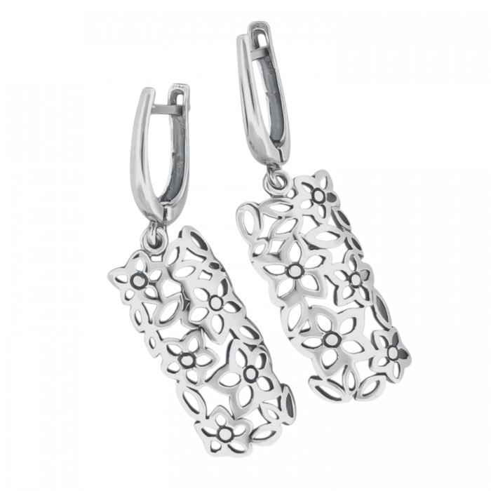 Kolczyki srebrne z kwiatkami zapięcie angielskie