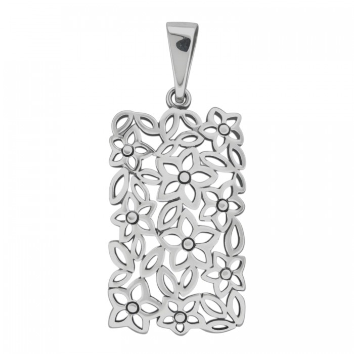 wisiorek srebrny kwiatowy ażurowa zawieszka damska