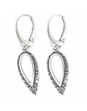 kolczyki srebrne łezka z fakturą 925 zapięcie angielskie