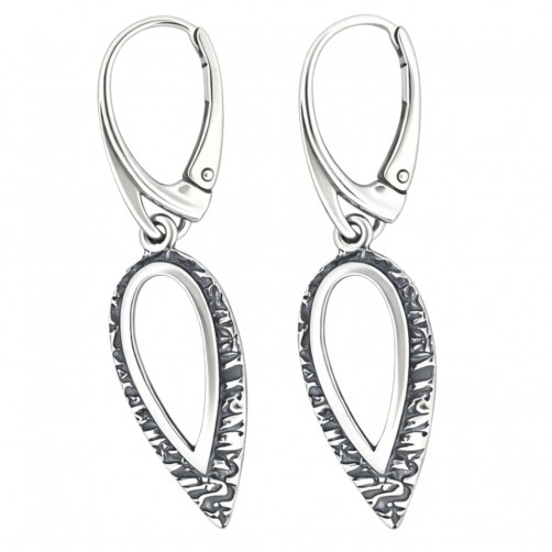 kolczyki srebrne łezka z fakturą 925 zapięcie angielskie