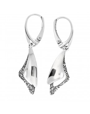 Kolczyki srebrne wiszące z fakturą 925 zapięcie angielskie