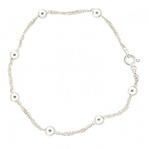 bransoletka srebrna z kuleczkami 925 singapur