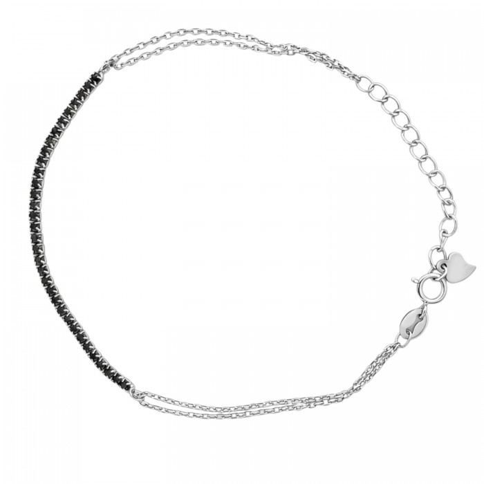 bransoletka srebrna z czarnymi cyrkoniami