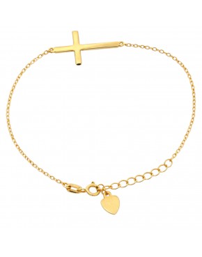 srebrna bransoletka 925 pozłacana z krzyżem