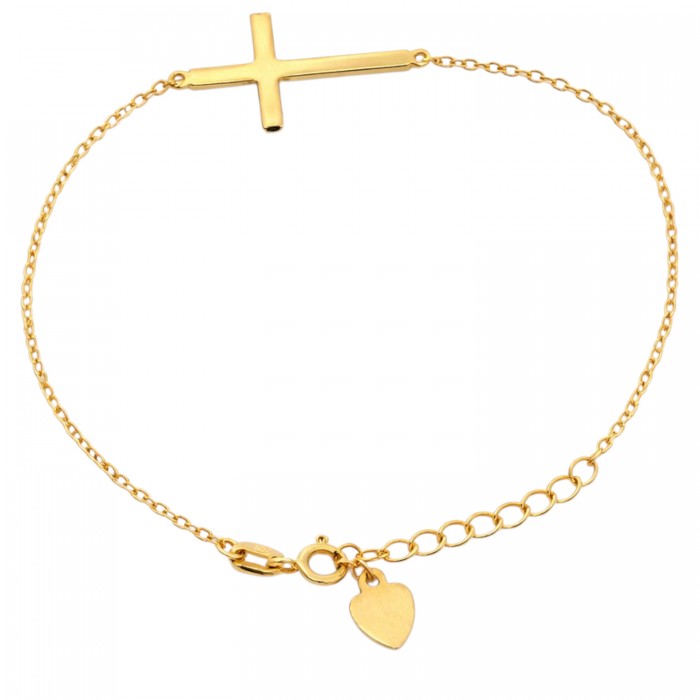 srebrna bransoletka 925 pozłacana z krzyżem