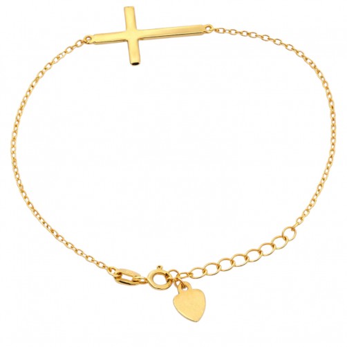 srebrna bransoletka 925 pozłacana z krzyżem