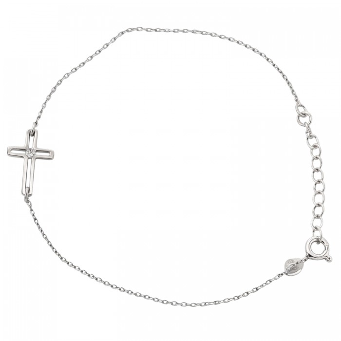srebrna bransoletka 925 krzyżyk z małą cyrkonią