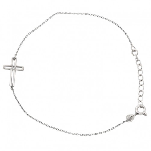 srebrna bransoletka 925 krzyżyk z małą cyrkonią