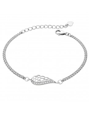 bransoletka srebrna ze skrzydełkiem z cyrkoniami