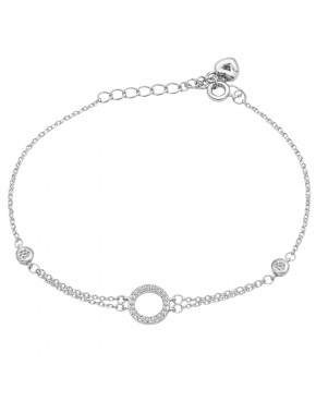 bransoletka srebrna kółko z cyrkoniami