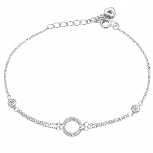 bransoletka srebrna kółko z cyrkoniami