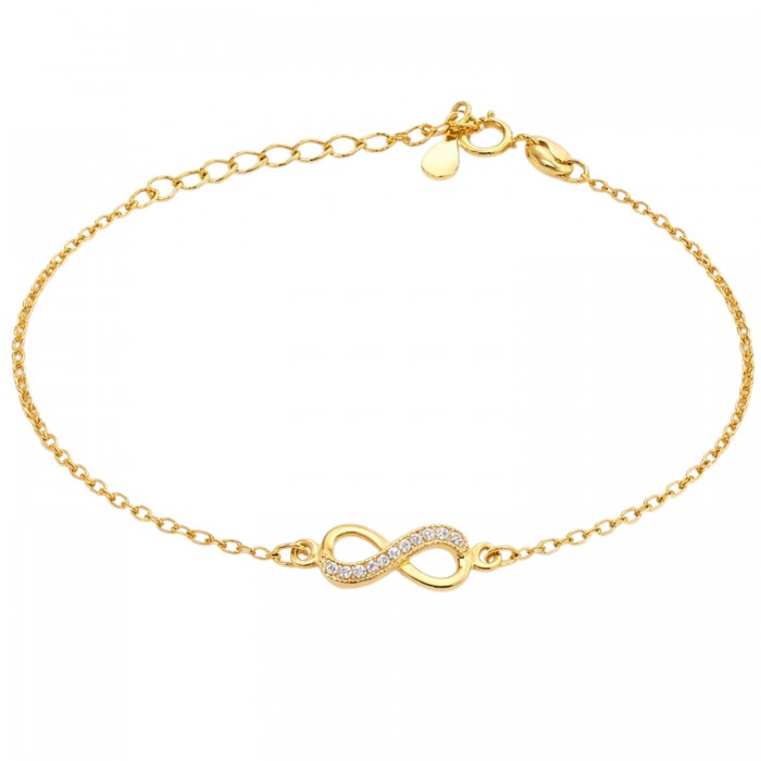 bransoletka złocona nieskończoność z cyrkoniami