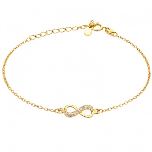 bransoletka złocona nieskończoność z cyrkoniami