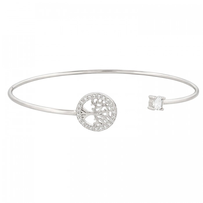 bransoletka srebrna drzewo życia z cyrkoniami sztywna