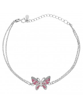 bransoletka srebrna motyl z kolorowymi cyrkoniami damska