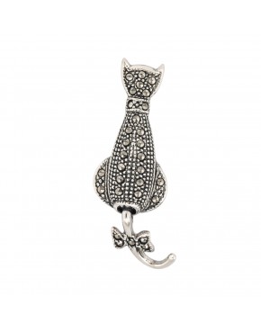 broszka srebrna kot z markazytami ruchomy ogon
