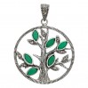 srebrny wisiorek drzewo życia markazyty zielone kamienie