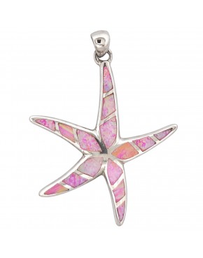 srebrny wisiorek rozgwiazda z różowym opalem