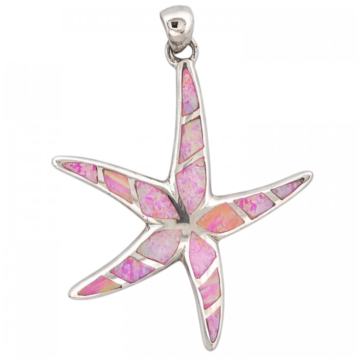 srebrny wisiorek rozgwiazda z różowym opalem